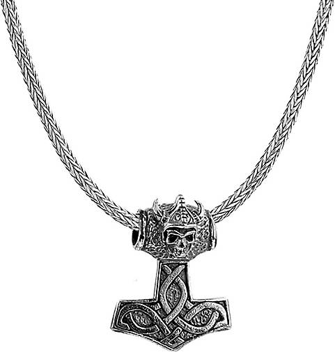 KUZZOI Halskette Herren Schlangenkette mit Thor's Hammer 925 Silber
