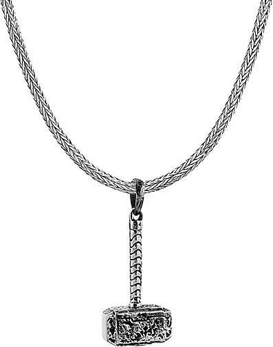 KUZZOI Halskette Männer Schlangenkette Hammer Anhänger 925 Silber