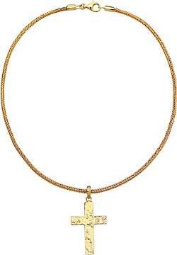 KUZZOI Halskette Männerkette Kreuz gehämmert 925 in Massiv bestellen - gold Silber 94161102
