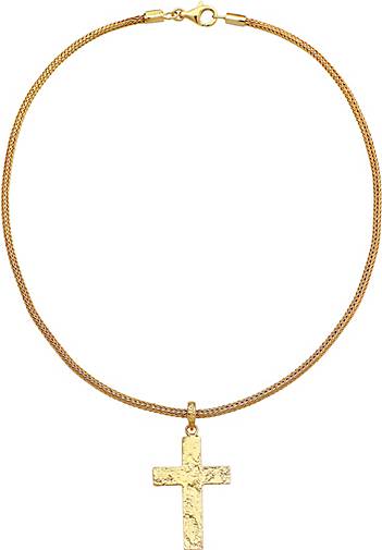 Halskette in gold Silber Kreuz gehämmert KUZZOI - bestellen Massiv 925 94161102 Männerkette