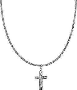 in gehämmert 925 Massiv Männerkette Halskette 94161101 silber bestellen Silber - KUZZOI Kreuz