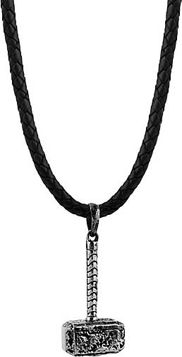 Silber silber - Männerkette bestellen Halskette 925 in KUZZOI Leder 17750201 Hammer Anhänger