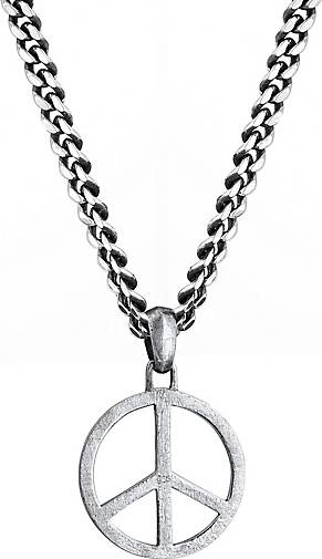 KUZZOI Halskette Männerkette Peace Oxidiert Massiv 925 Silber in silber  bestellen - 93731501