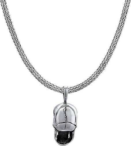 Massiv 925 96584301 in Totenkopf Anhänger Männerkette Halskette - KUZZOI silber bestellen Silber