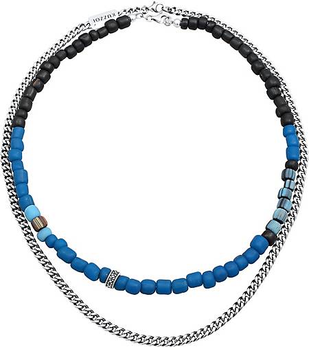 KUZZOI Halskette Panzerkette Glas Beads Set 925 Silber