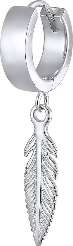 KUZZOI Ohrringe Creole Feder Scharnier Silber silber Single 925 - in bestellen 78046001