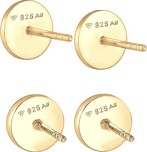925 20456201 Emaille Herren Geo bestellen - Silber Ohrringe Kreis gold KUZZOI Set in