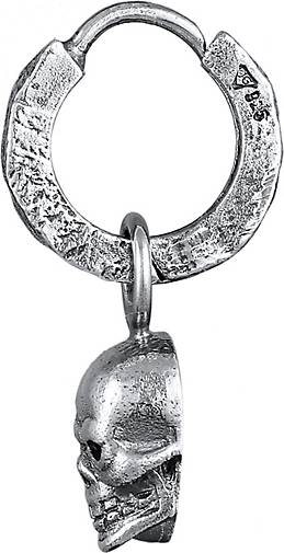 KUZZOI Ohrringe Herren Single Creole Totenkopf Anhänger 925 Silber in silber  bestellen - 14084301