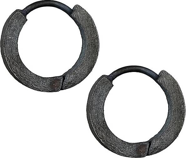KUZZOI Ohrringe Männer Creole Kreis Matt 925 Sterling Silber in schwarz  bestellen - 92978402
