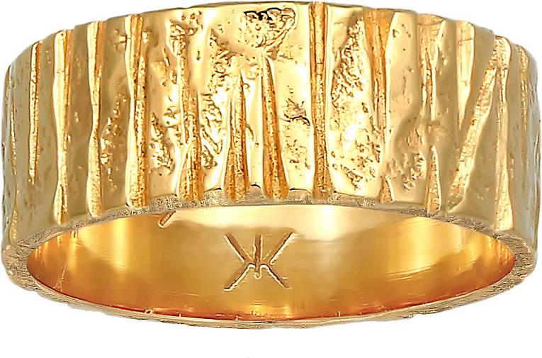 KUZZOI Ring Bandring Breit Struktur Gehämmert 925 Silber in gold bestellen  - 97086001