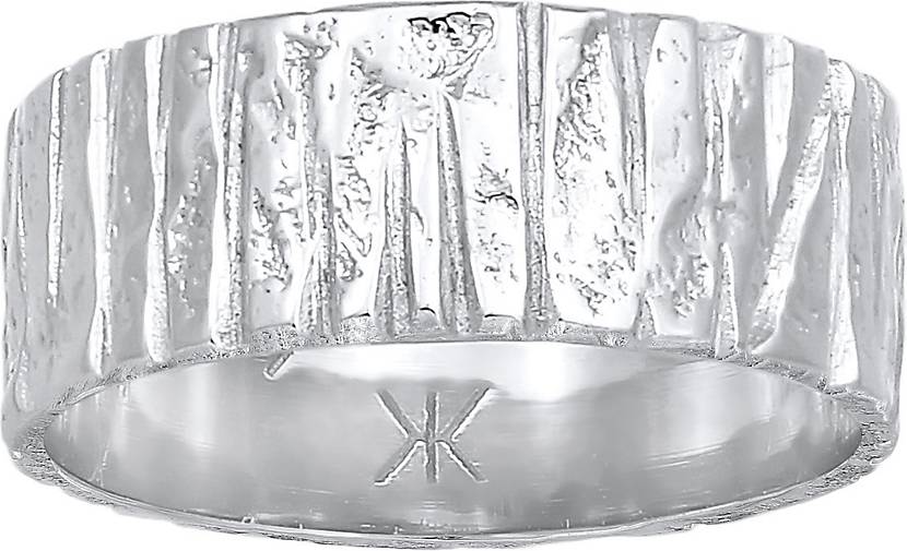 KUZZOI Ring Bandring Breit Struktur Gehämmert 925 Silber in silber  bestellen - 97086002