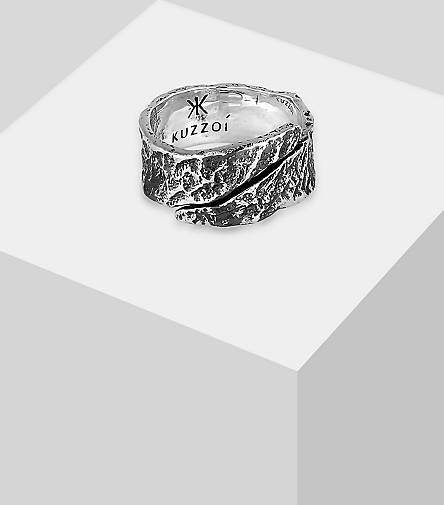 bestellen Struktur in schwarz Ring 925 KUZZOI Bandring - Look Silber Used 97086301