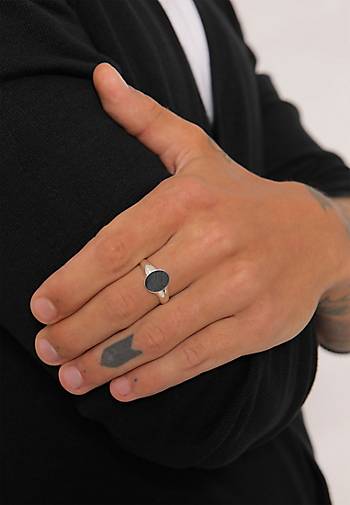 KUZZOI Ring Basic Cool Siegelring Herren Matt 925 Silber in schwarz  bestellen - 92869102