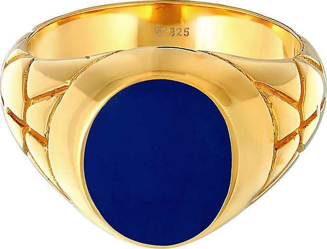 KUZZOI Ring Basic Herren in Oval bestellen 99532802 Silber Emaille - gold Siegelring 925er