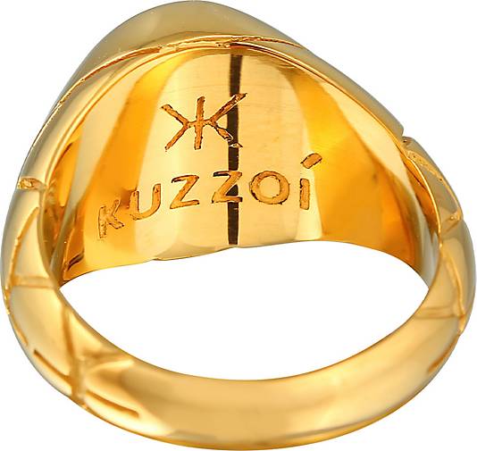 Begrenzter Lagerbestand KUZZOI Ring Basic Herren bestellen 925er in - Silber gold Oval Siegelring 99532802 Emaille