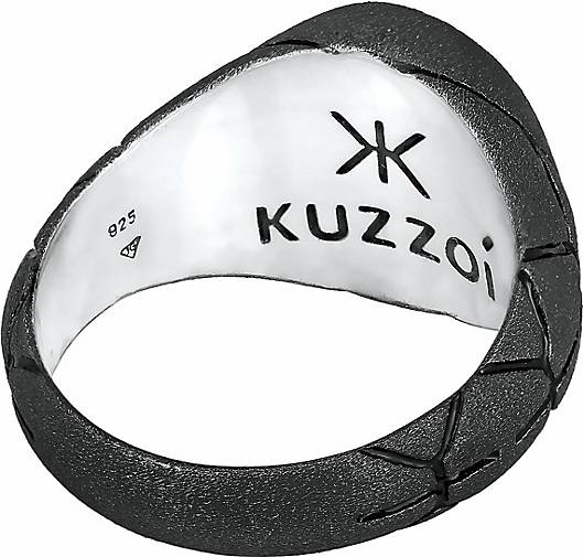 KUZZOI Ring Basic Herren Siegelring Oval Emaille bestellen 92869703 Silber schwarz 925er in 