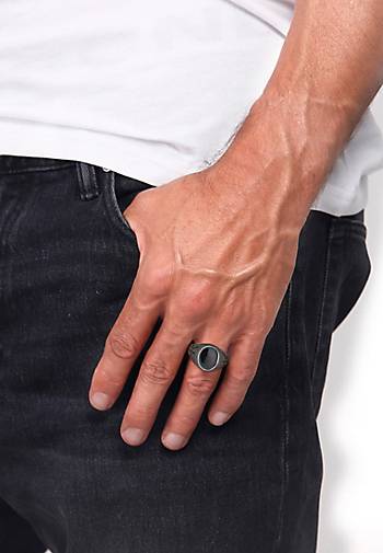 KUZZOI Ring Basic Herren Siegelring Oval Emaille 925er Silber in schwarz  bestellen - 92869703 | Silberringe