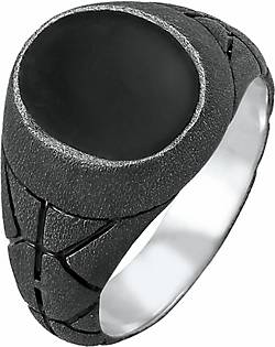 KUZZOI Ring Basic Herren Siegelring Oval Emaille 925er Silber in schwarz  bestellen - 92869703