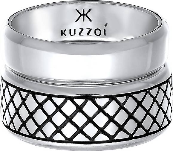 KUZZOI Ring Herren Bandring schwarz bestellen Set Silber in 925 - 2er Basic 98905002