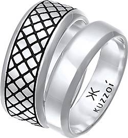 KUZZOI Ring Herren Bandring Basic 2er Set 925 Silber in schwarz bestellen -  98905002