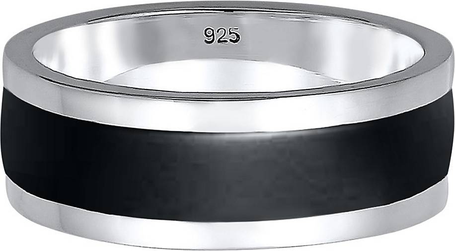 KUZZOI Ring Herren Bandring Basic Geo Emaille Casual 925 Silber in silber  bestellen - 92868801