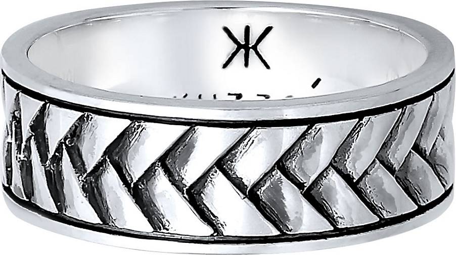 KUZZOI Ring Herren bestellen Silber - Bandring 925 96178301 schwarz Vintage Fischgräten in