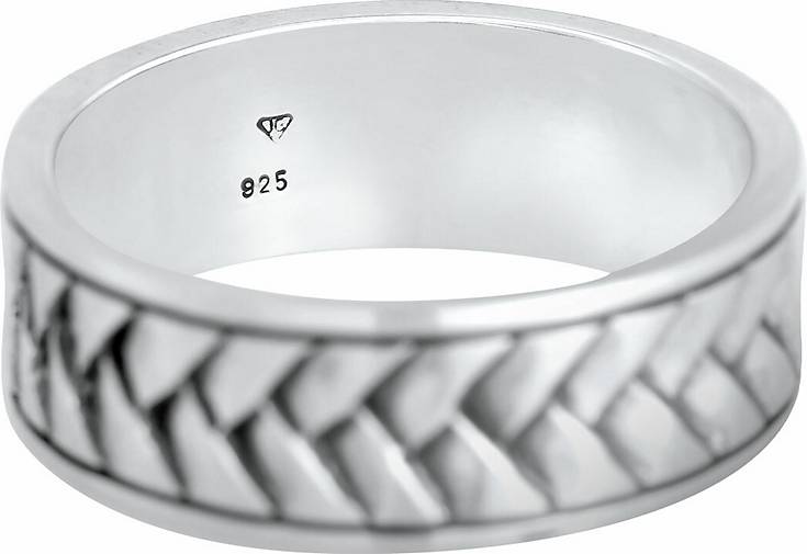 Vintage Silber 925 bestellen 96178301 Herren Fischgräten Bandring - Ring in KUZZOI schwarz
