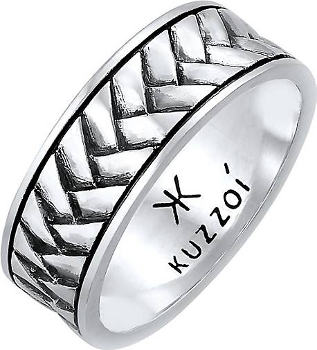KUZZOI Ring in Fischgräten Herren Bandring 925 bestellen Vintage - 96178301 Silber schwarz