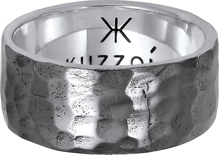 KUZZOI Ring 925 - Herren schwarz Silber Gehämmert in bestellen Sterling 92971802 Bandring