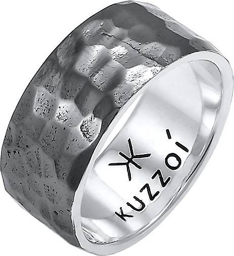 KUZZOI Ring Herren Bandring bestellen Silber Sterling 92971802 - Gehämmert in schwarz 925