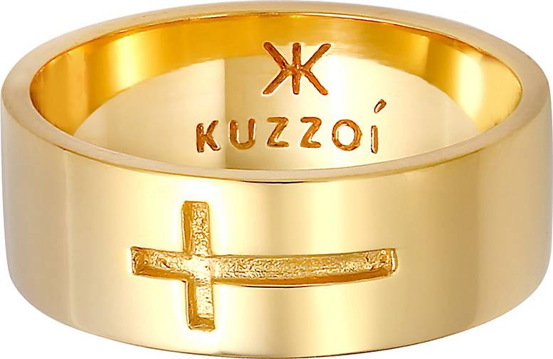 KUZZOI Ring 925 bestellen in Bandring 93188801 Herren Silber - Glaube Kreuz Glanz gold