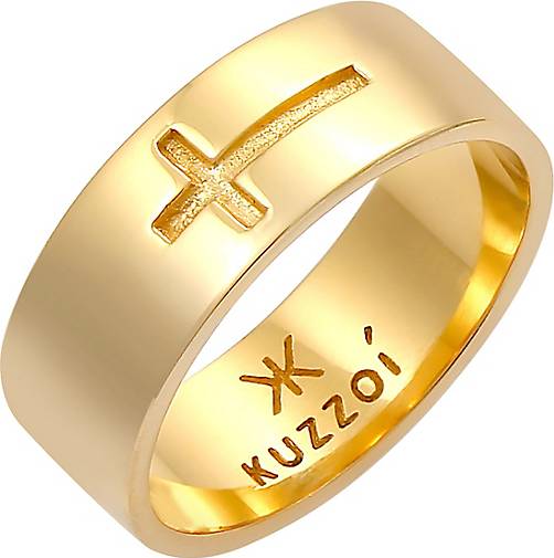 Herren Bandring Glanz in gold bestellen 93188801 - Glaube Kreuz Silber Ring 925 KUZZOI