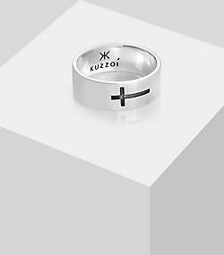 KUZZOI Ring Herren Bandring Glanz Kreuz Glaube 925 Silber in silber  bestellen - 93188802