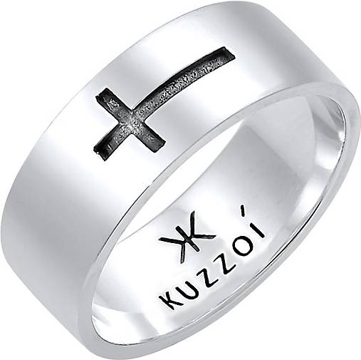 KUZZOI Ring Herren Bandring Glanz Kreuz Glaube 925 Silber in silber  bestellen - 93188802
