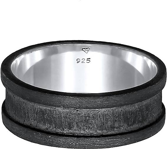 Zeitlos bestellen Casual Ring Herren 92973301 Bandring Silber KUZZOI - 925 schwarz Maskulin in