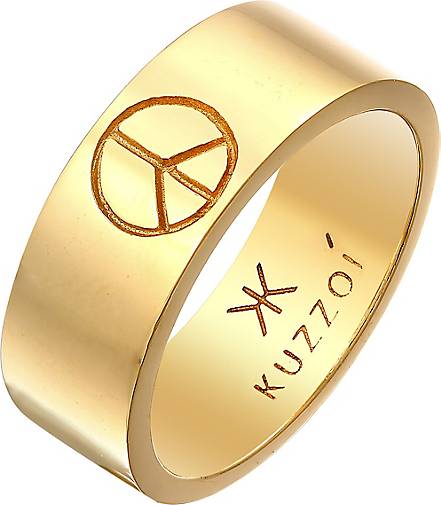 KUZZOI Herren Silber Ring bestellen Oxidiert Peace gold - 925 25910402 Bandring in