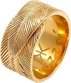KUZZOI Ring Herren Feder Vintage Trend Massiv 925 Silber in gold bestellen  - 92869601