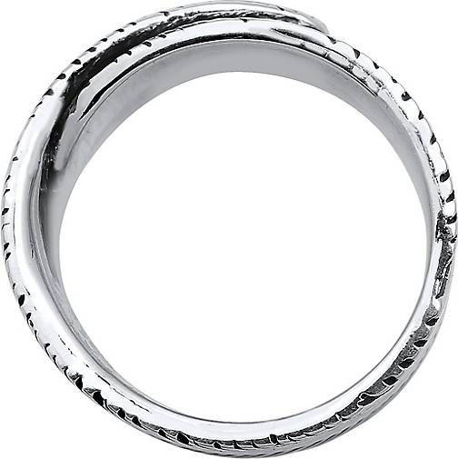 KUZZOI Ring Herren Feder Vintage Trend Massiv 925 Silber in schwarz  bestellen - 92869602