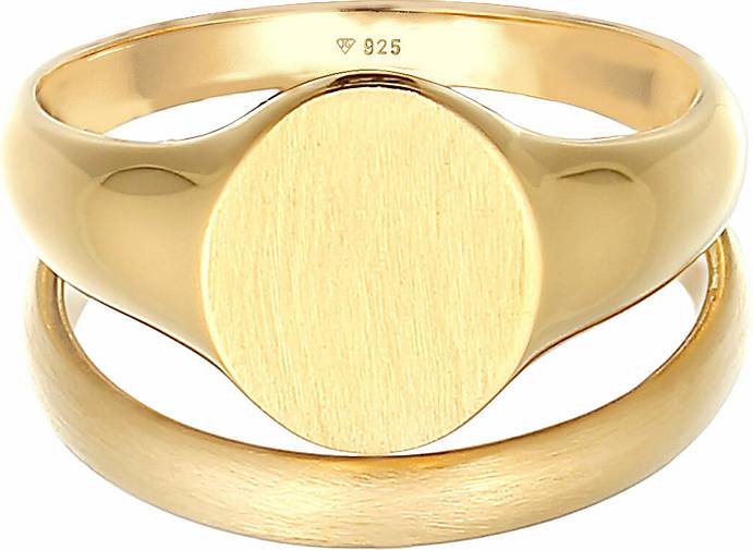 in 97344402 - 925 bestellen Set gold KUZZOI Bandring Siegelring Herren Ring 2er Silber Basic