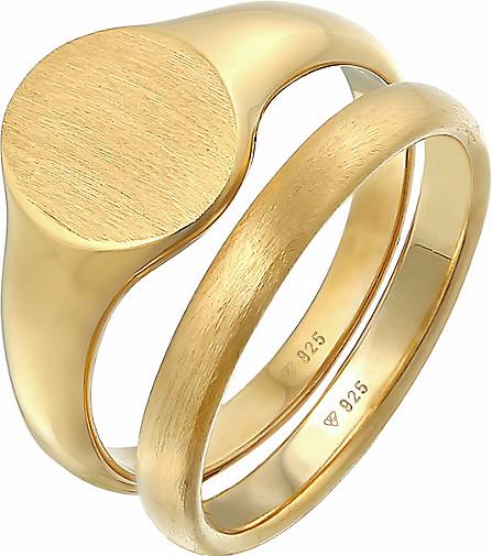 KUZZOI Ring Herren Siegelring Basic Bandring 2er Set 925 Silber in gold  bestellen - 97344402