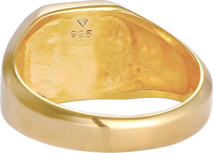 KUZZOI Ring Herren Siegelring Emaille Blau Basic 925 Silber in gold  bestellen - 99532402