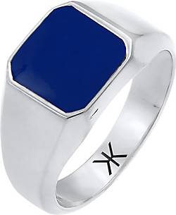 KUZZOI Ring Herren Siegelring Emaille Blau Basic 925 Silber in silber  bestellen - 99532401