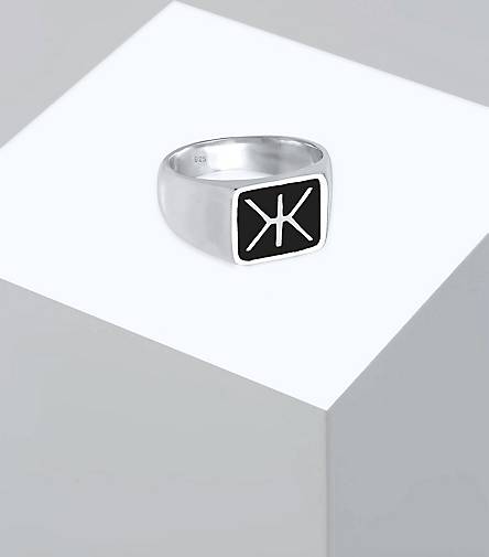 KUZZOI Ring Herren Siegelring Emaille Logo Basic 925 Silber in silber  bestellen - 93049001