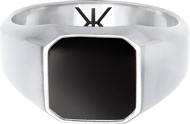 KUZZOI Ring Herren Siegelring Emaille Schwarz Basic 925 Silber in silber  bestellen - 93730702