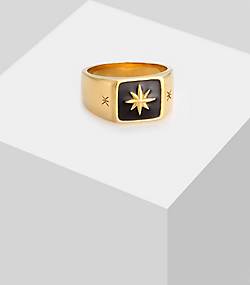 KUZZOI Ring Herren Siegelring Emaille Stern Basic 925 Silber in gold  bestellen - 92869802