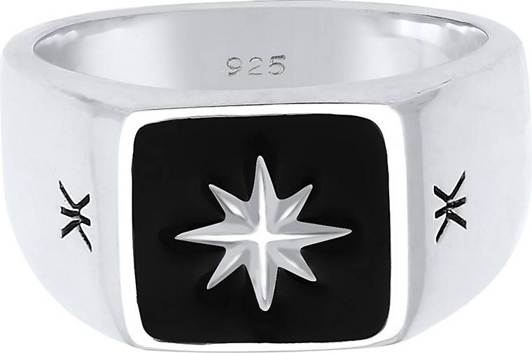 KUZZOI Ring Herren Siegelring Emaille Stern Basic 925 Silber in silber  bestellen - 92869801