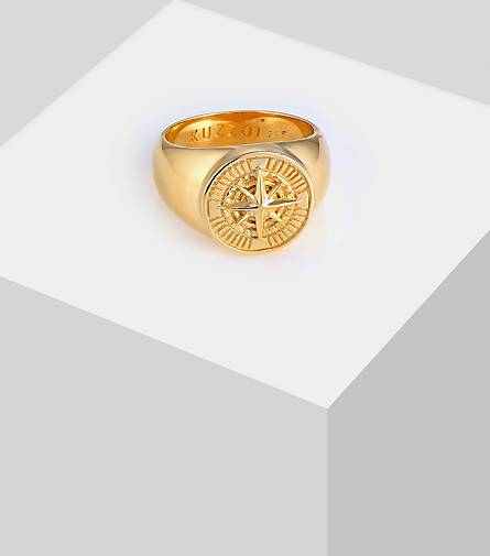 KUZZOI Ring Herren Siegelring Kompass Maritim 925 Silber in gold bestellen  - 92870001