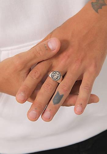 KUZZOI Ring Löwe Massiv in Herren 925 - bestellen schwarz Siegelring 98907401 Silber