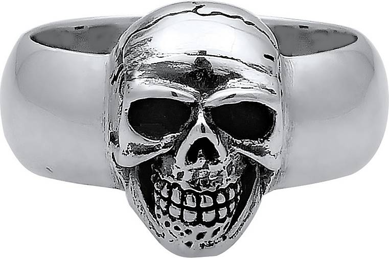 bestellen - in silber Totenkopf 93056801 925er Siegelring Herren KUZZOI Silber Ring