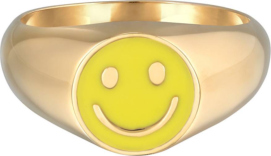 in Face Emaille 925 Ring Herren Smiling 23140603 KUZZOI gelb Silber bestellen - Siegelringmit